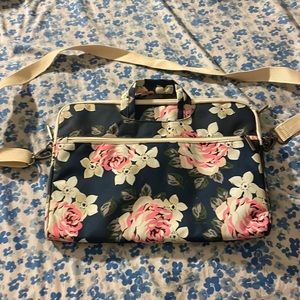 Navy blue floral laptop case